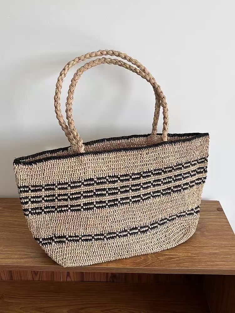 Raffia Hand-woven French Retro Portable Holiday Small Square Bags