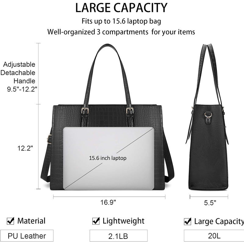 Women's Leather Classic Computer Work Waterproof Professional Handbags
