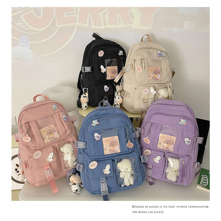Junior's Korean Style Cute Bear Doll Large College Student Schoolbag