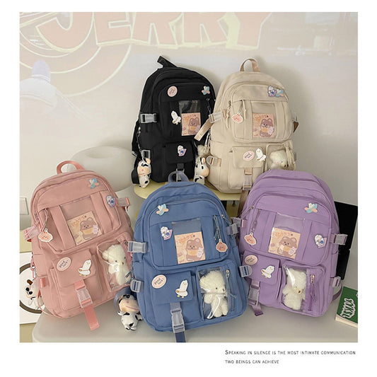 Junior's Korean Style Cute Bear Doll Large College Student Schoolbag
