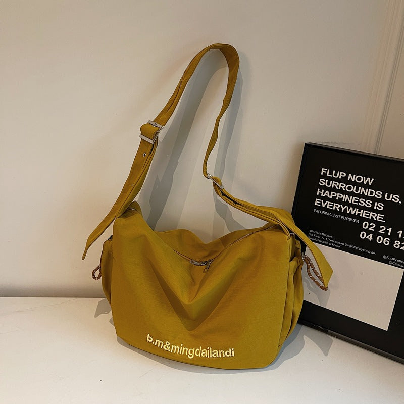 Durable Letter Embroidered Cloth Retro High-grade Women's Shoulder Bag