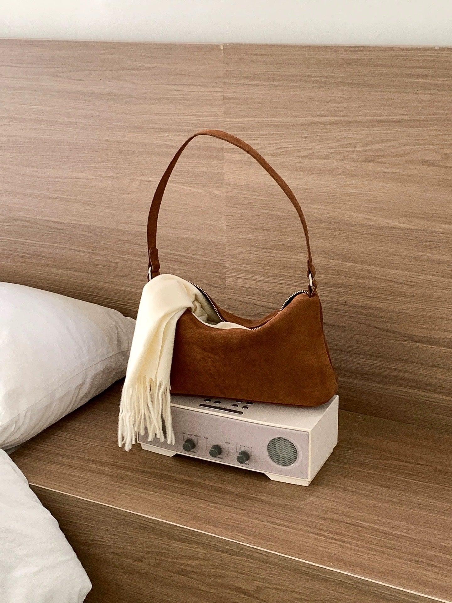 Women's Daily Frosted Suede Solid Color Portable Small Square Bag
