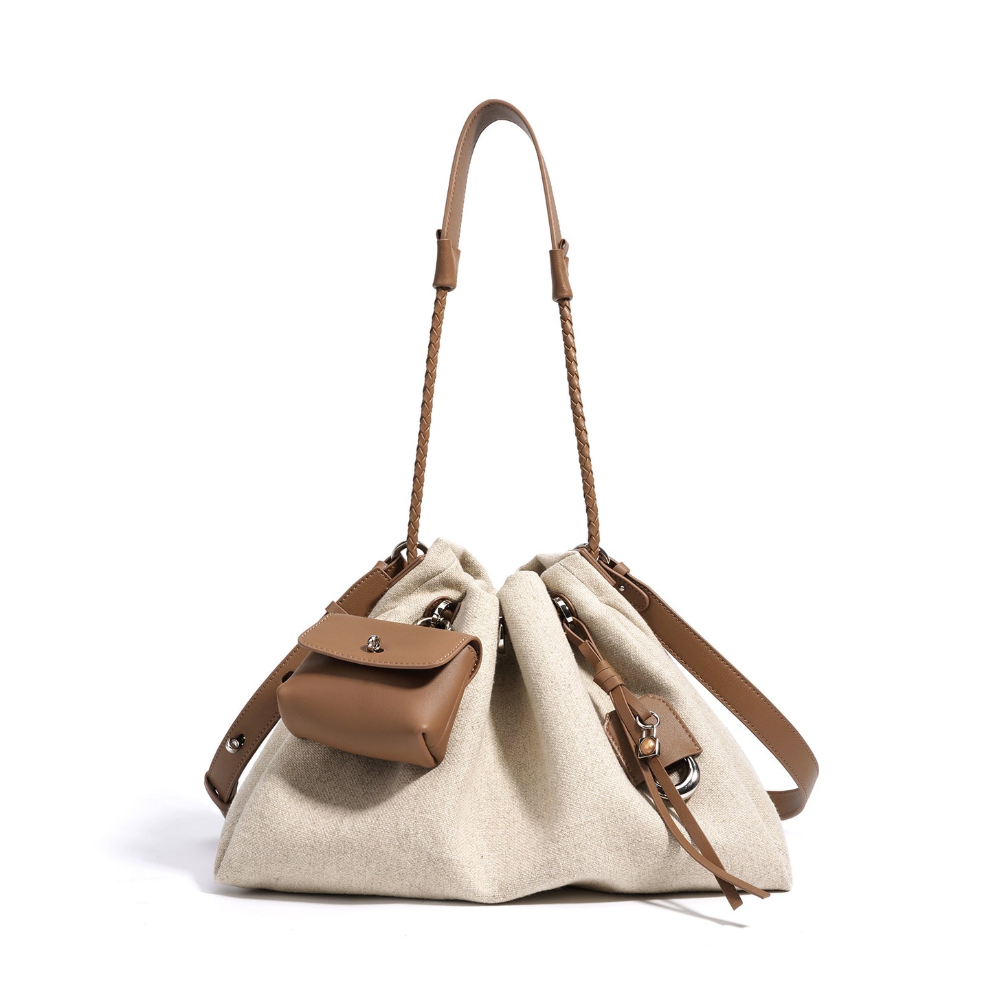 Top Layer Cowhide Drawstring Cloud Trendy Simple Women's Messenger Bag