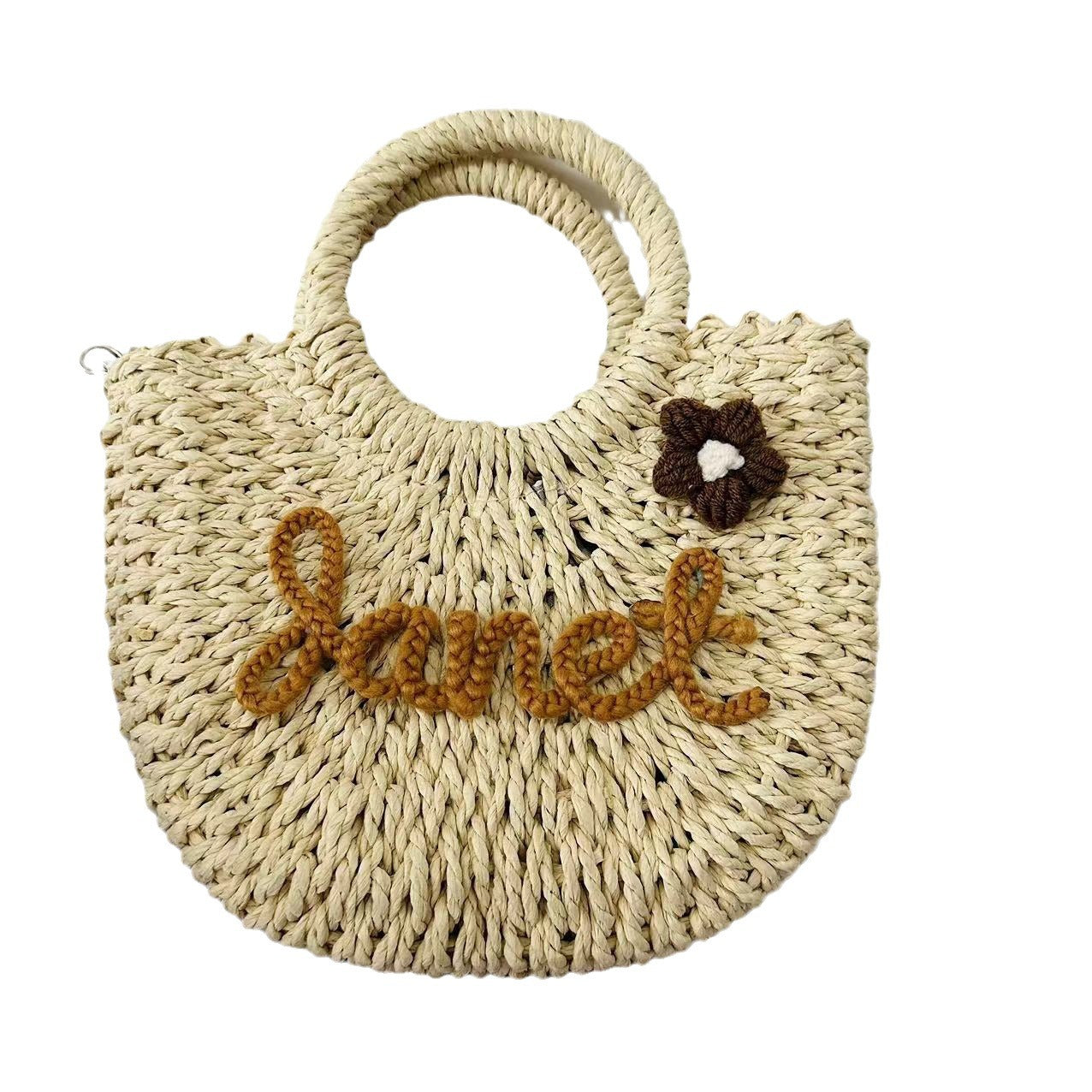 Letter Name Seaside Vacation Style Straw Women's Handbag