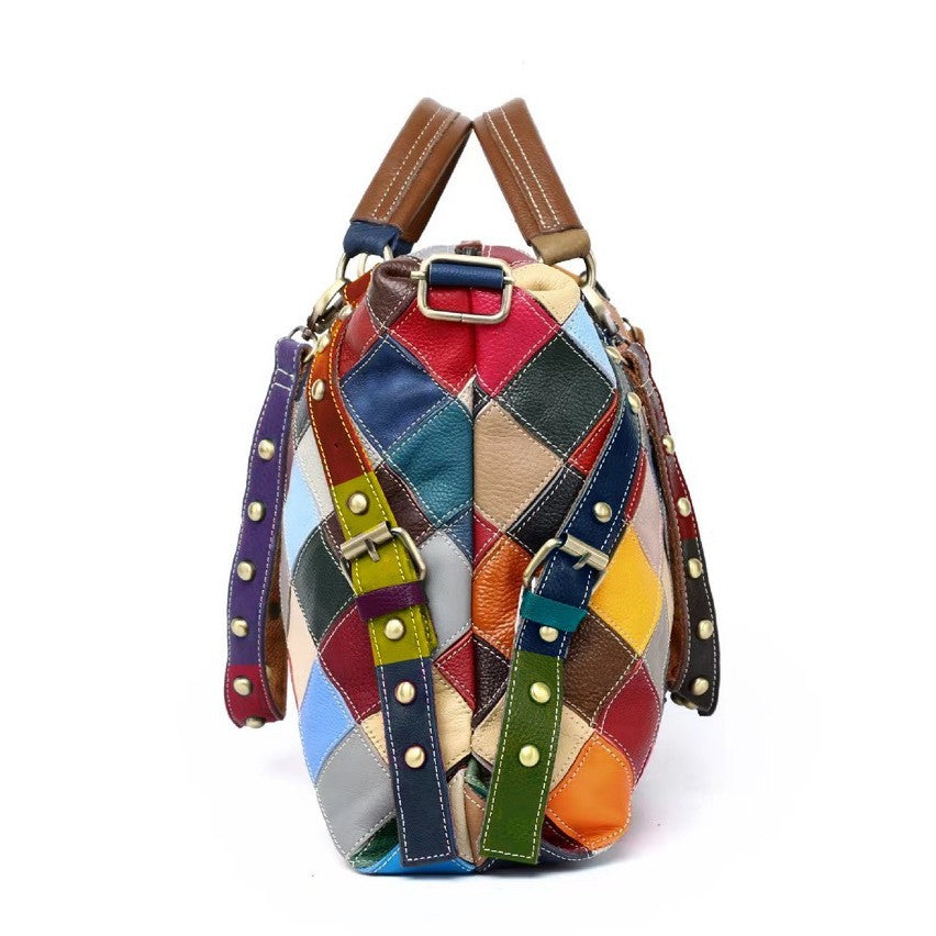 Women's Source Distribution Leather Cowhide Colorful Flower Bags