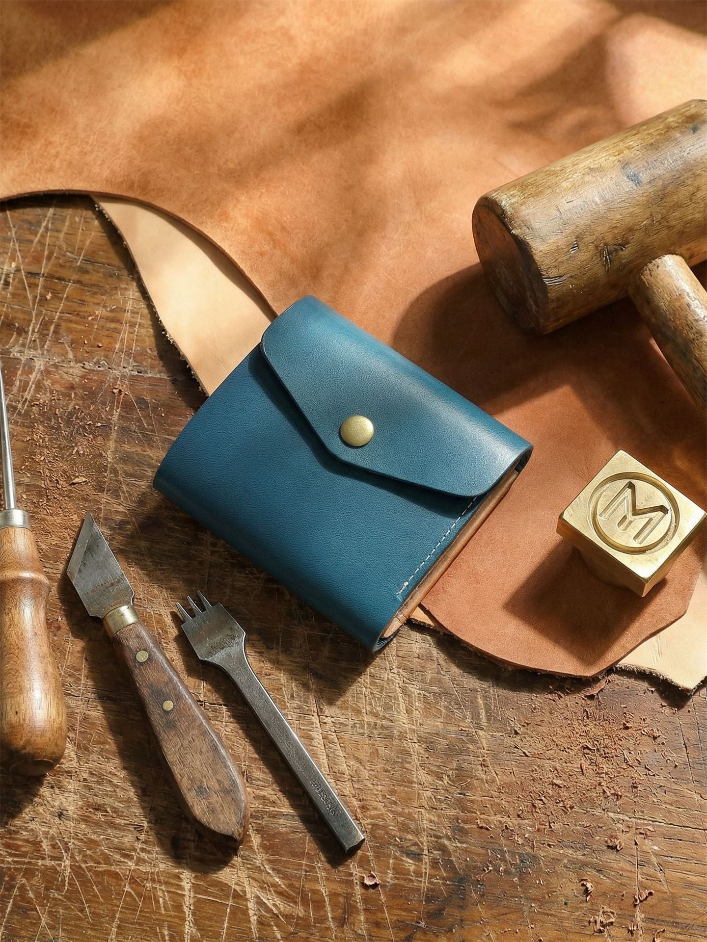 Women's & Men's Vegetable Tanned Leather Cowhide Short Genuine Men's Wallet