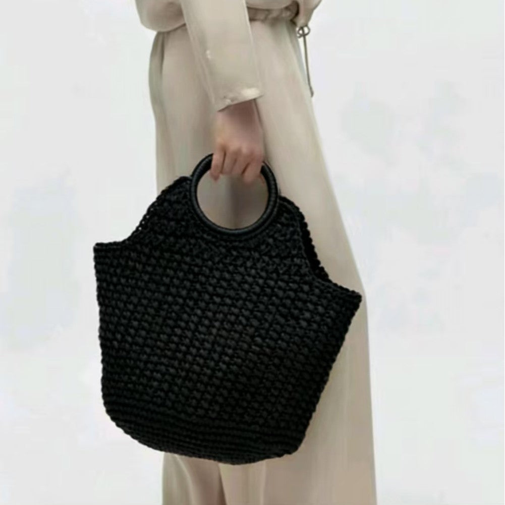 Women's Large Capacity Handmade Straw Style Woven Women's Shoulder Bag