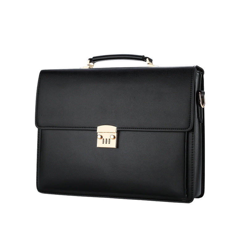 Men's Business Commuter Large Capacity Leather Password Men's Tote