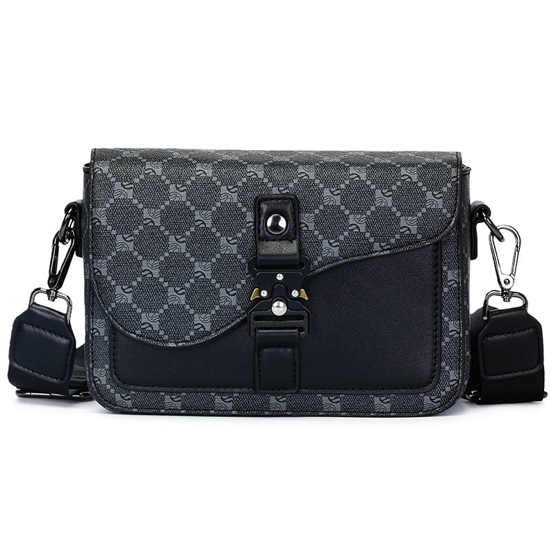 Men's Fashion Saddle Texture Good-looking Plaid Business Shoulder Bags