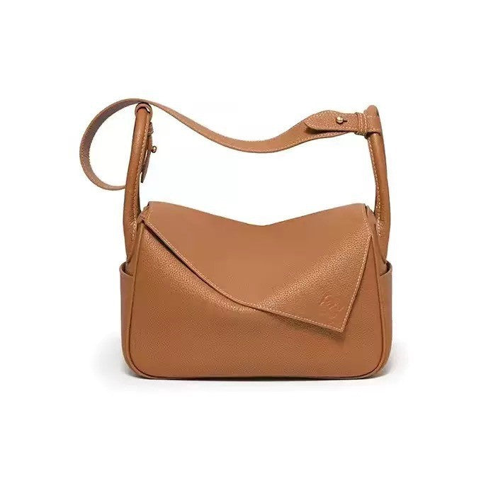 Palace Selection Ingot First Layer Cowhide Vintage Lychee Pattern Pillow Women's Handbag