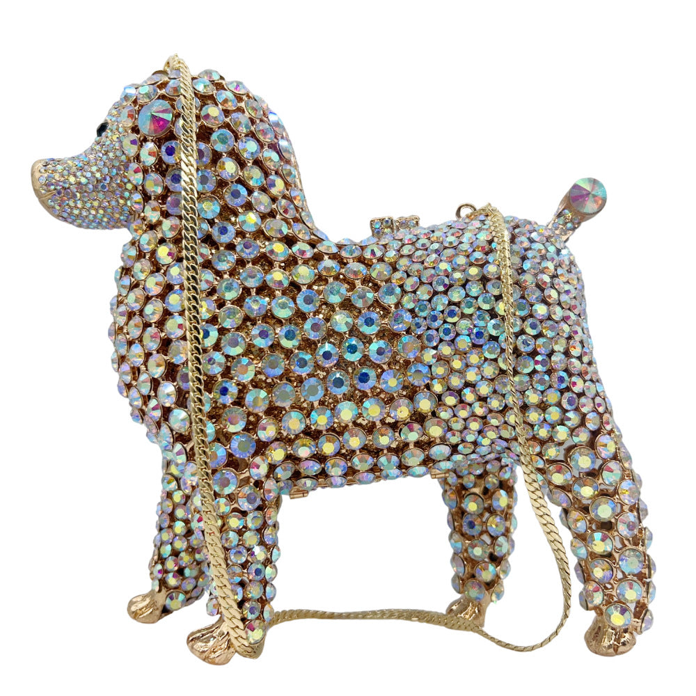 Women's Animal Dog Diamond Banquet Full Clutch Evening Bags