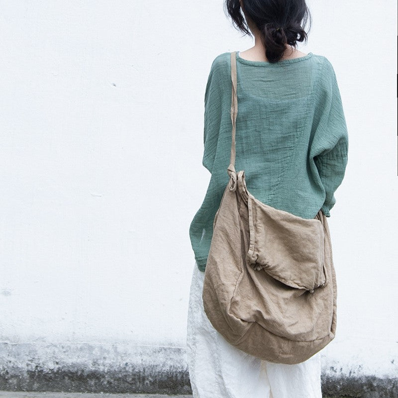 Wind Design Sense Cotton Linen Large Space Women's Shoulder Bag