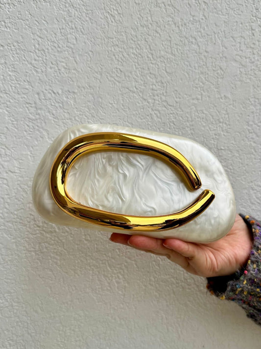 Trendy Classic Round Box Clutch Acrylic Vintage Dinner Bag