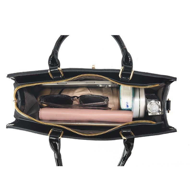 Women's Mother's Day Crocodile Pattern Mother Fashion Large Capacity Commuter Three-piece Handbags