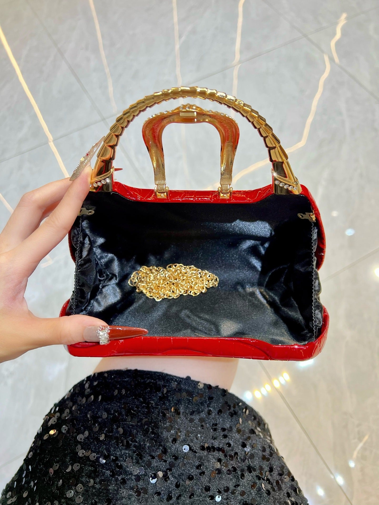 New High-grade Versatile Fashion Simple Rhinestone Dinner Bag