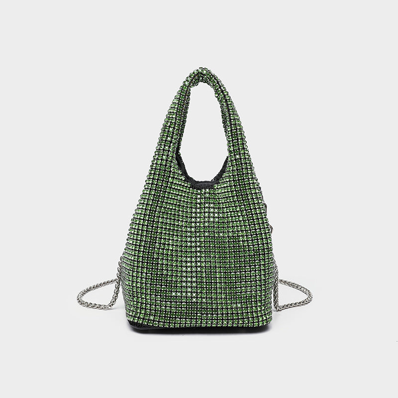 Women's Full Diamond Rhinestone Chain Shiny Portable Bucket Bags