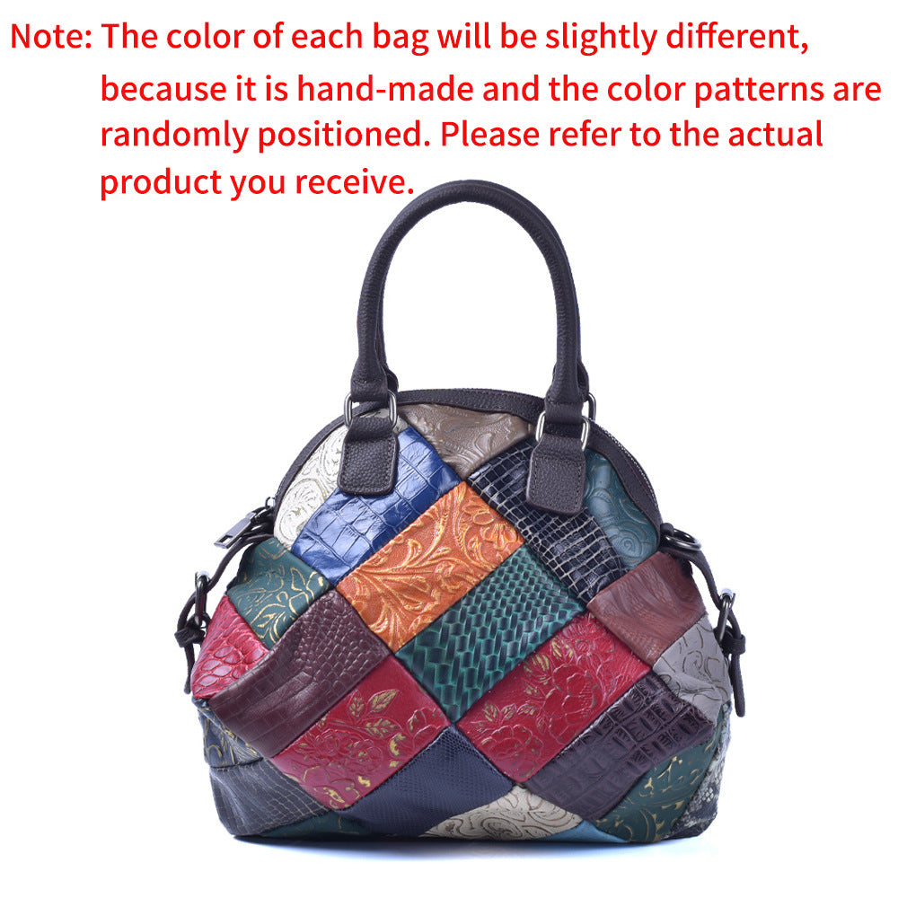 Women's Retro Contrast Color Genuine Leather Soft Bags