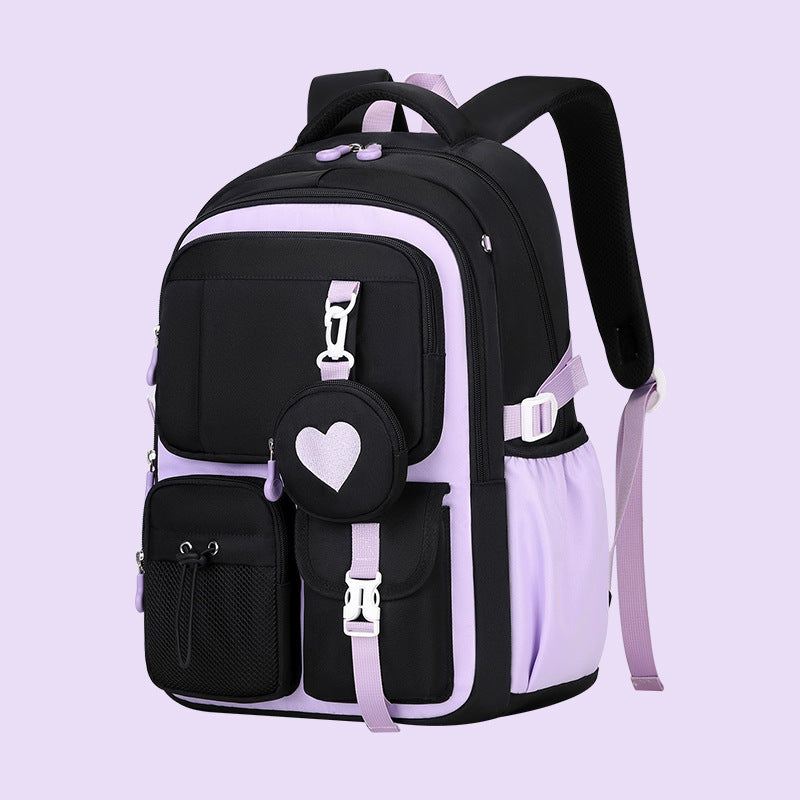 Love Three-piece Large Capacity For Junior College Student Schoolbag