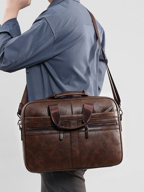 Men's Crazy Horse Pattern Advanced Sense Business Men's Briefcase