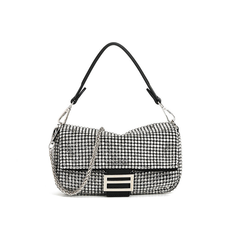 Rhinestone Flip Underarm Full Diamond Hand Holding Chain Bags