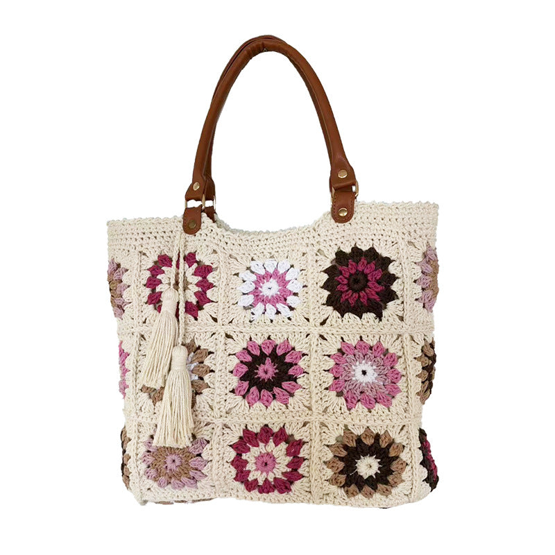 Cotton String Woven Contrast Color Sunflower Bags