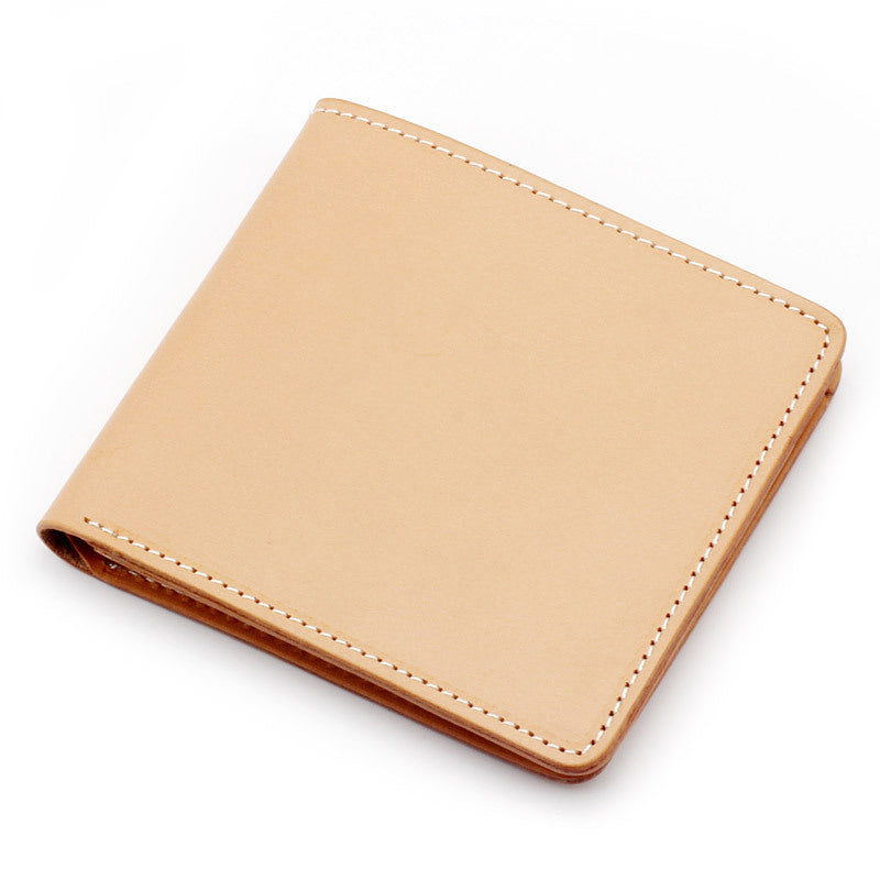 Men's Style Handmade Vegetable Tanned Leather Two Fold Short Men's Wallet