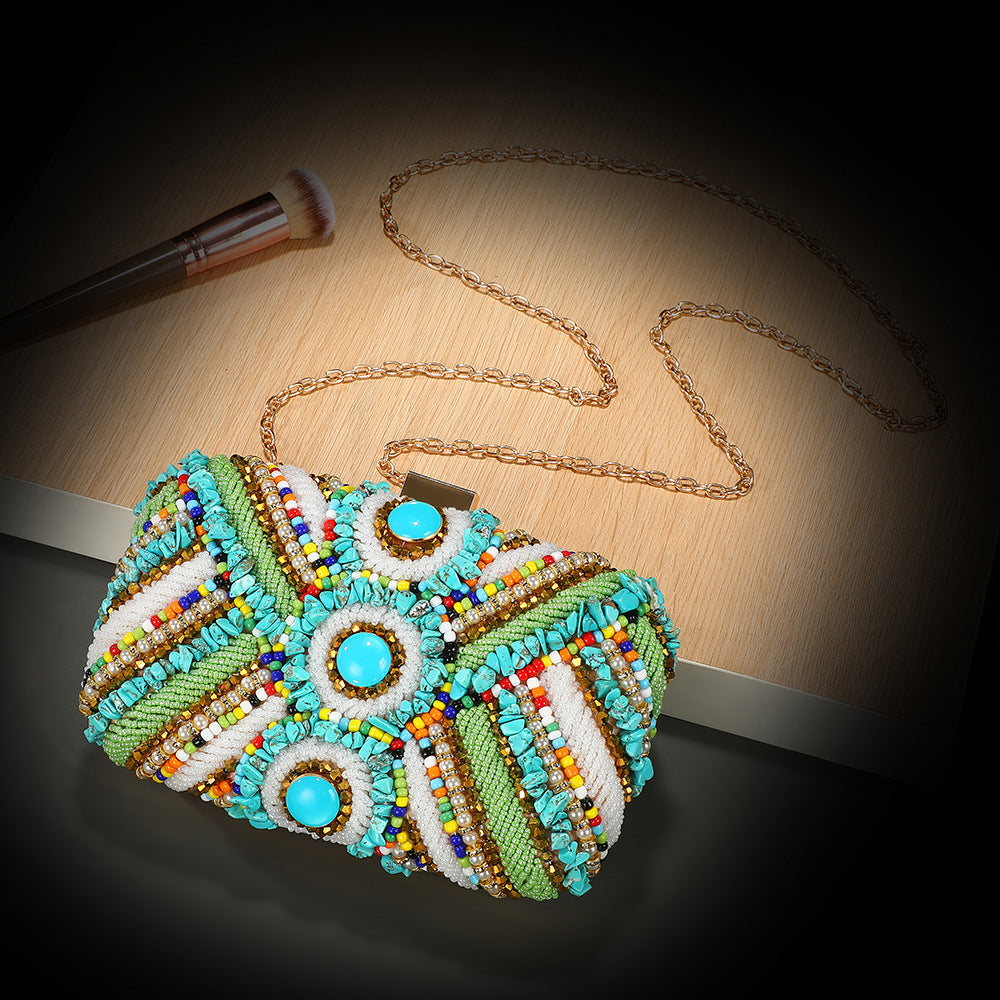 Style Fashion Creative Beaded With Diamond Box Clutch Dinner Bag