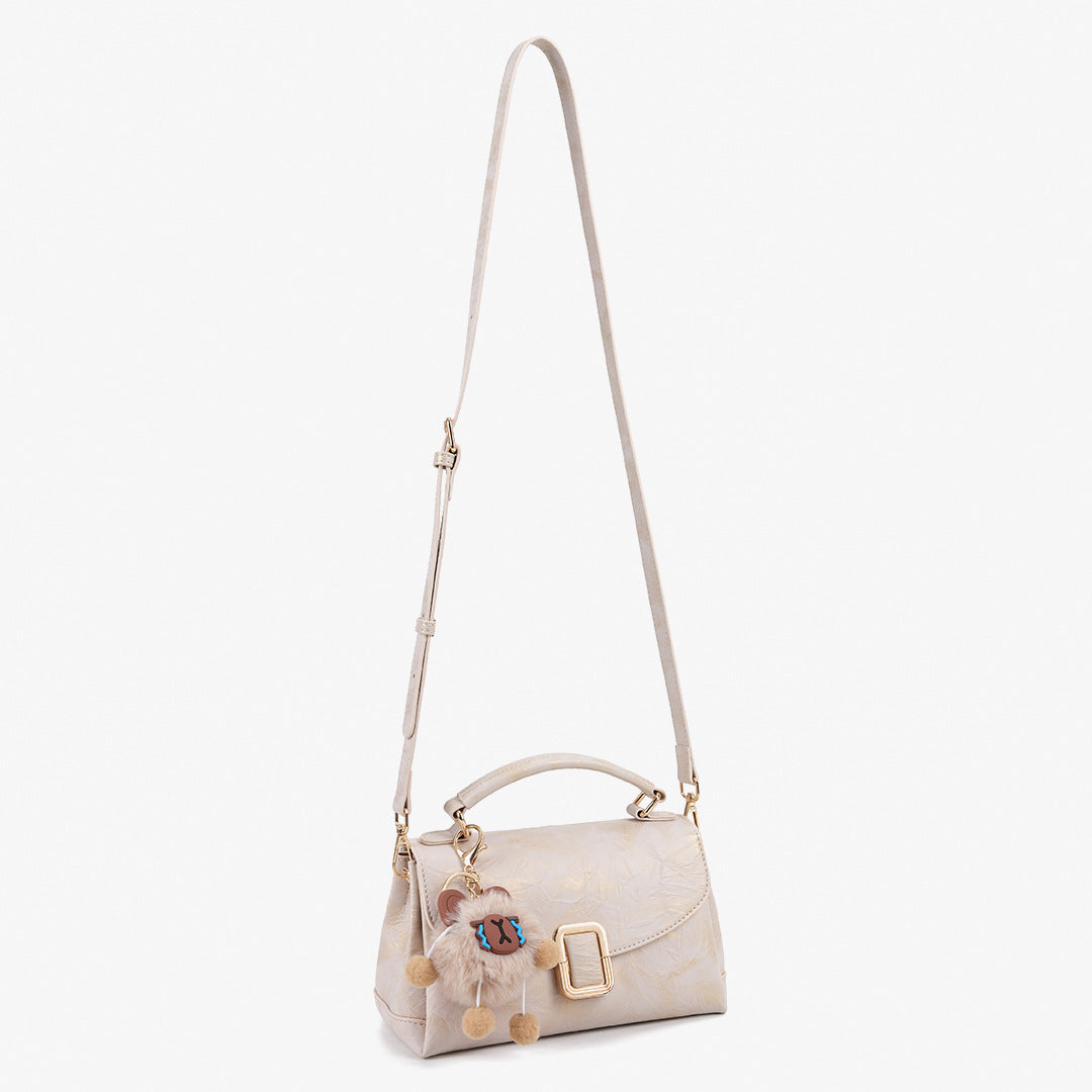 Fashionable Printed Beige Golden Gilt Color Hand With Women's Shoulder Bag
