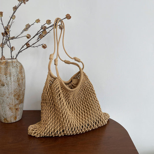 Simple Woven Personality Trend Seaside Holiday Hollow Western Style Large Bags
