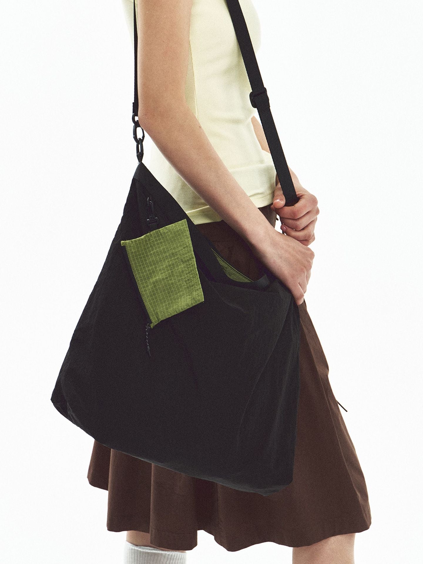 Women's Black Logo Can Store Lightweight Nylon Bags