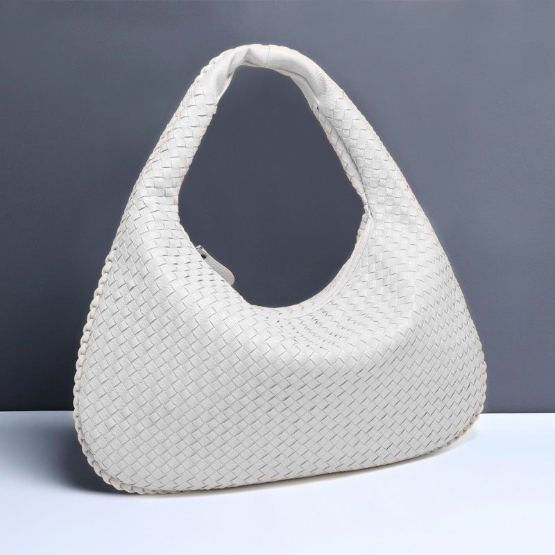 Fashion French Woven Leather Simple Atmospheric Crescent Underarm Shoulder Bags