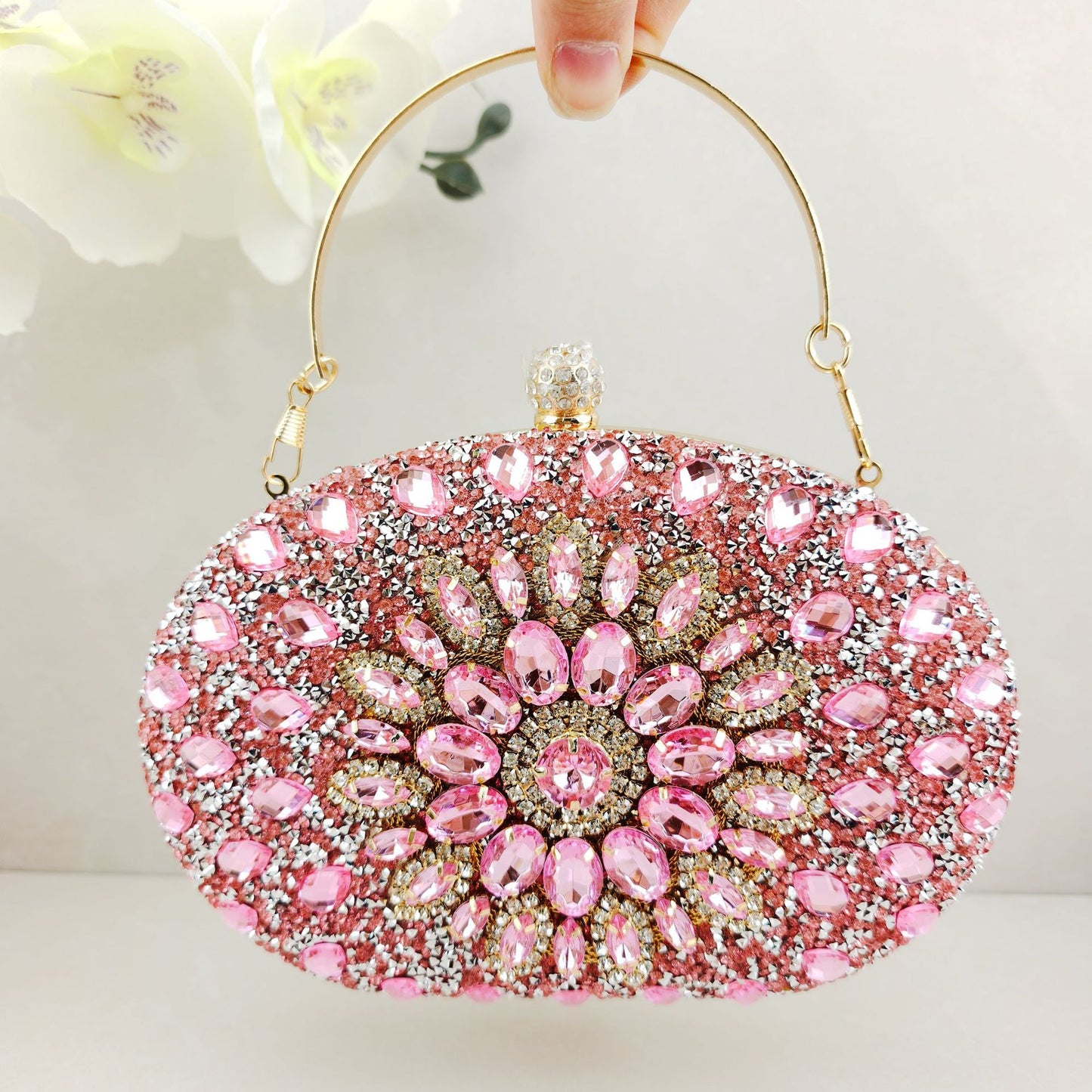 Diamond Texture Dress Banquet Party Match Metal Bags