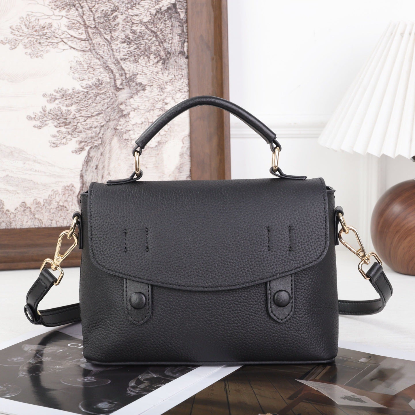 Women's First Layer Cowhide Popular Cambridge Winter Trendy Women's Messenger Bag
