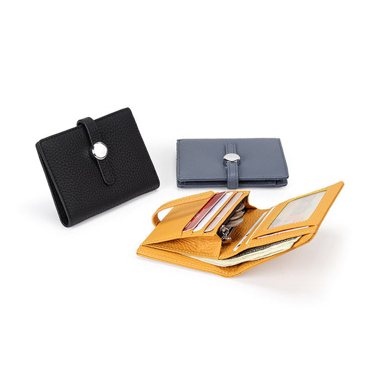 Women's First Layer Cowhide Short Trendy Genuine Leather Coin Purses