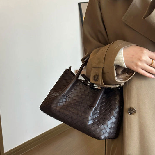 Women's Hand-woven Genuine Leather French Portable High-grade Bags