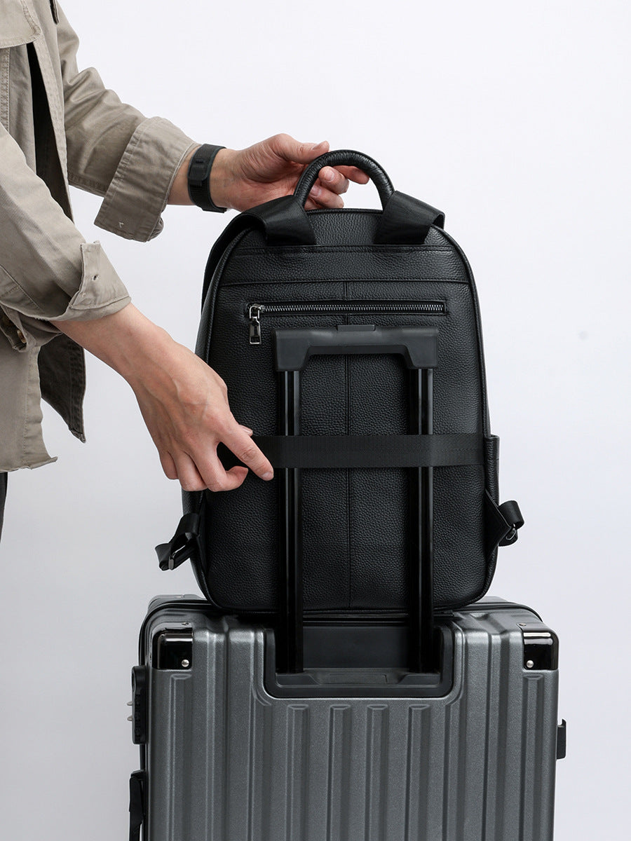 Women's & Men's First Layer Leather Genuine Trip Commuter Business Backpack