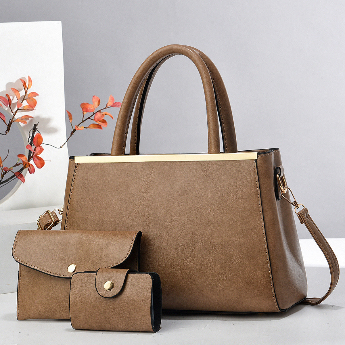 Lady's Material Retro Portable Mix Simple Large Women's Handbag