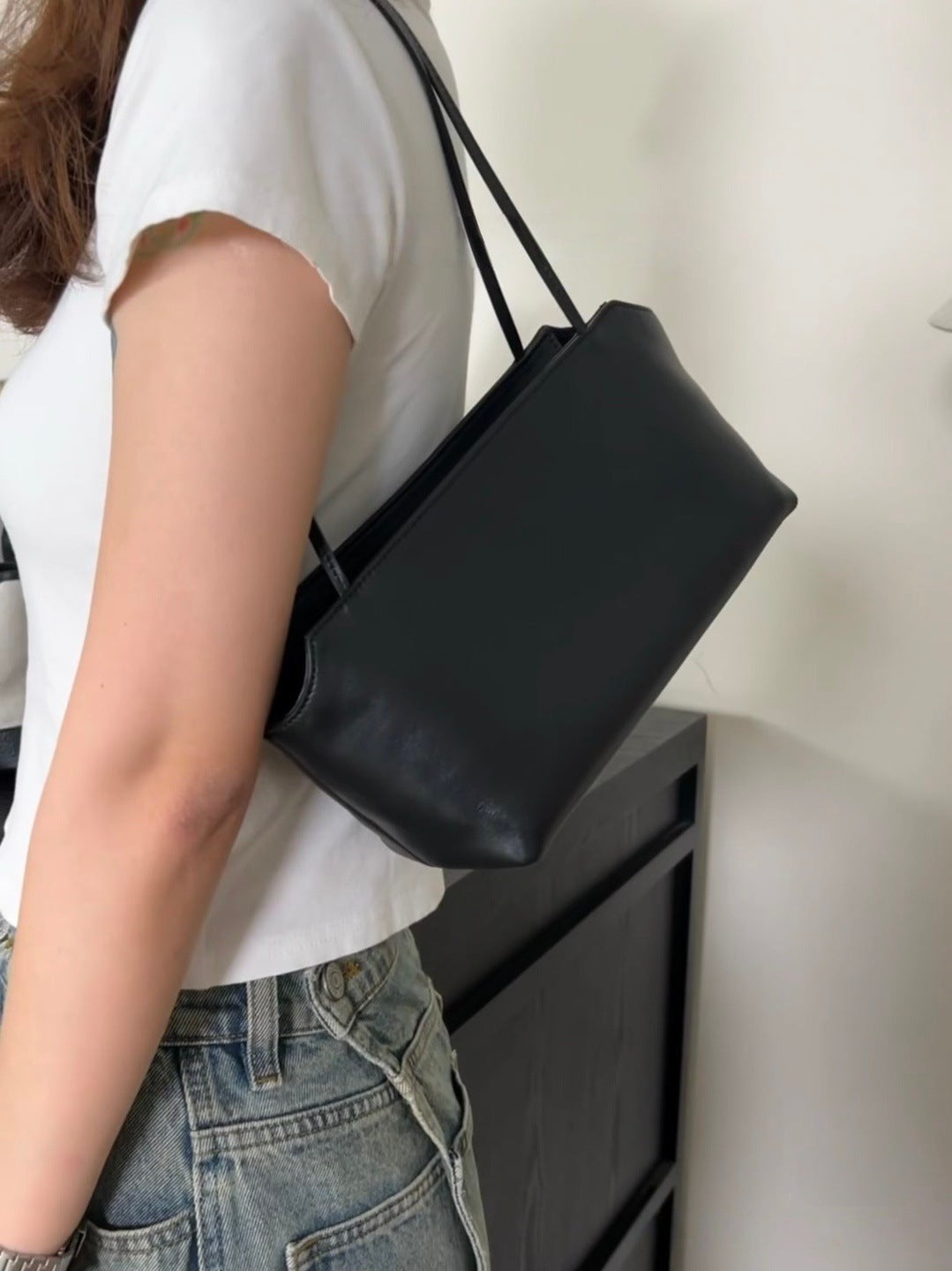 Inside Outside Sheepskin Vintage Leather High Sense Large Capacity Tote Bag