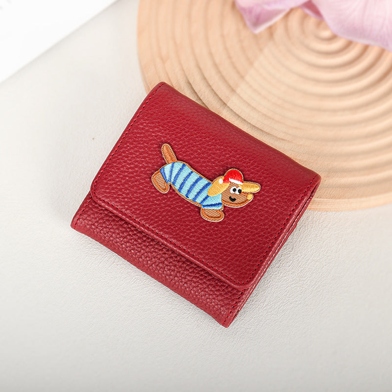 Cartoon Element Short Simple Leather Free Ladies Wallet