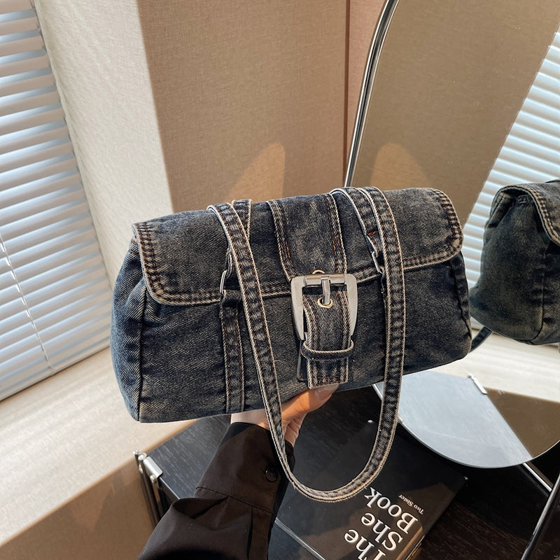 Autumn Retro Art Denim Female Large Capacity Totes Class Backpacks