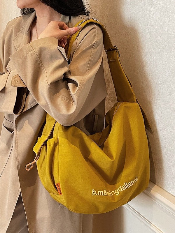 Durable Letter Embroidered Cloth Retro High-grade Women's Shoulder Bag