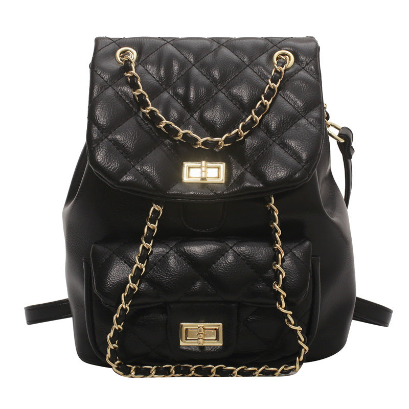 Women's Large Capacity Korean Style Versatile Texture Rhombus Backpacks