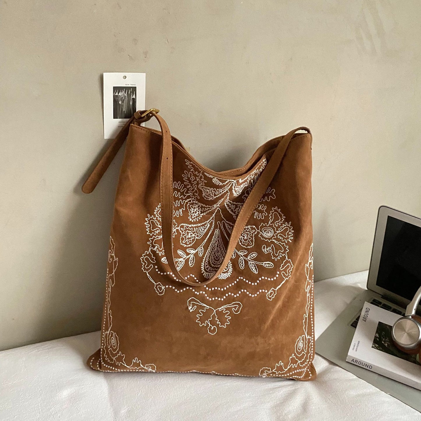Chinese Style National Frosted Embroidered Commuter Women's Shoulder Bag