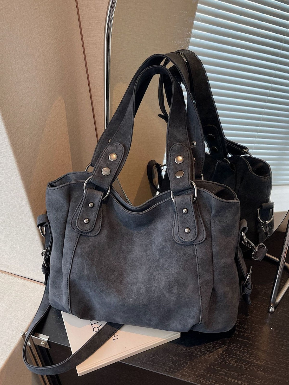 Women's Large Capacity Totes Frosted Solid Color Tote Bag