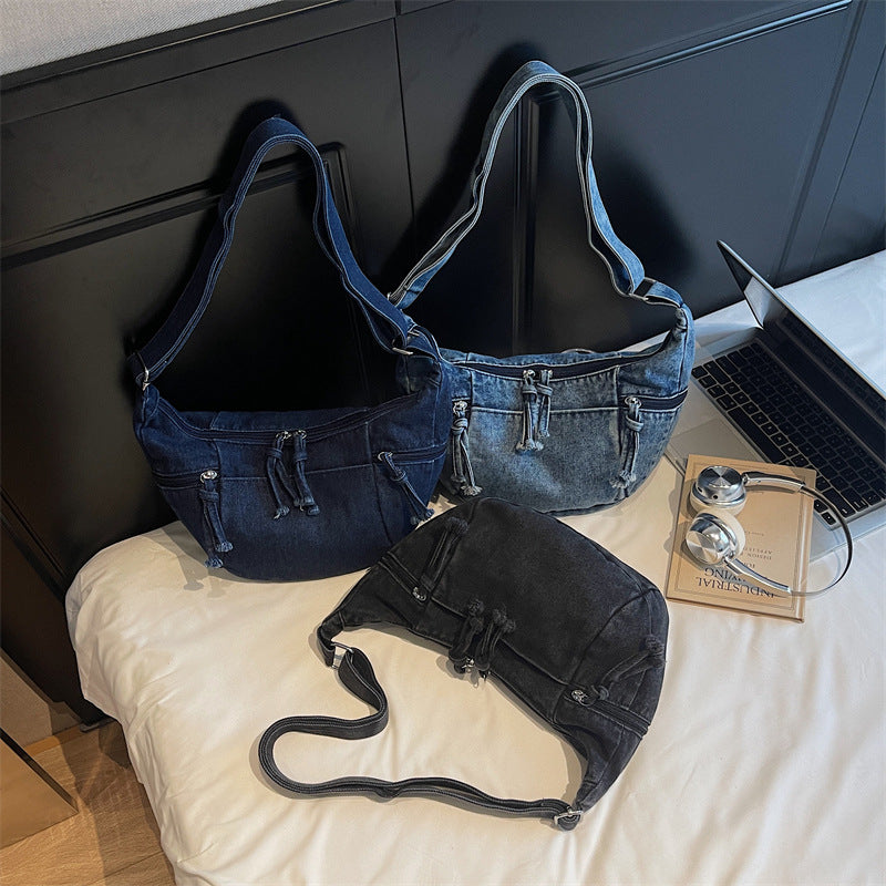 Women's Denim Fashion Large Capacity Commuter Dumpling Women's Shoulder Bag
