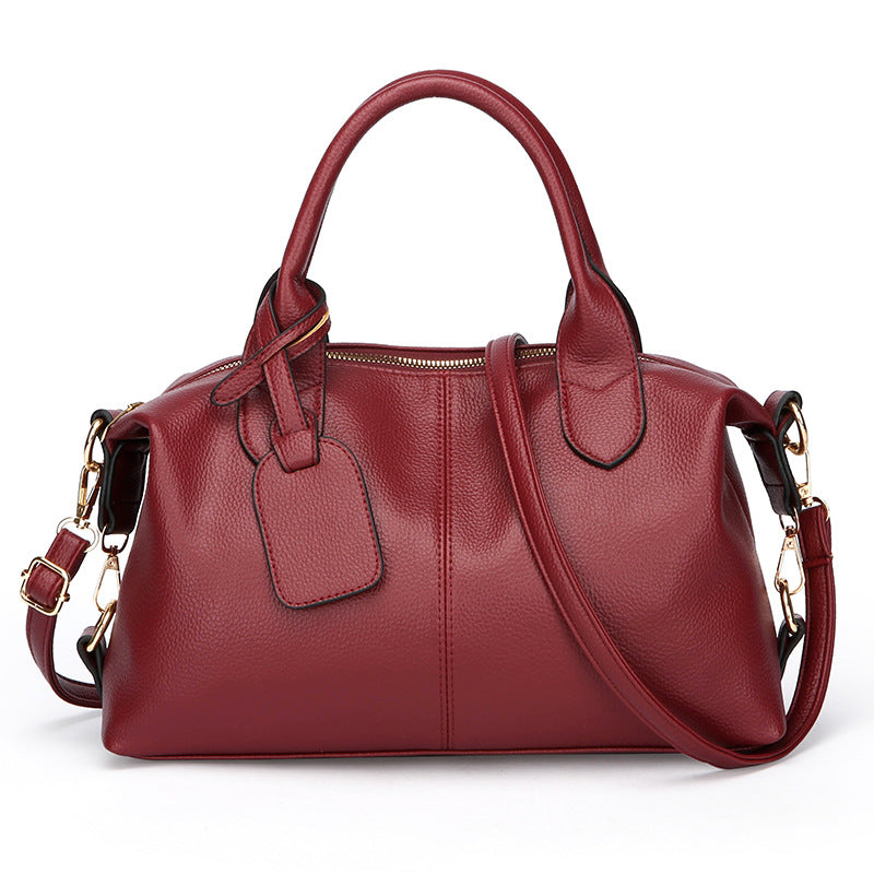 Women's Soft Leather Large Capacity Mom Boston Portable Commuter Women's Messenger Bag