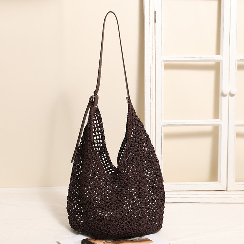 Women's One Wax Rope Woven Hollow Mesh Women's Shoulder Bag