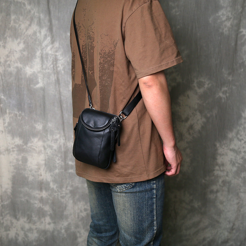 Men's First Layer Cowhide Leather Mobile Phone Bags