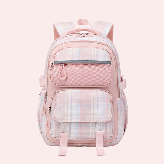 Pink Cartoon Female Spine Protection Burden Reduction Large Capacity Backpacks