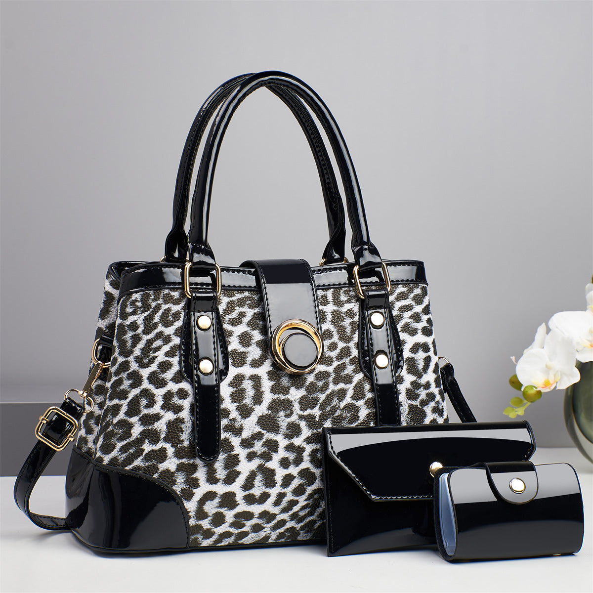 Women's Contrast Color Leopard Print Fashion Retro Bucket Bags